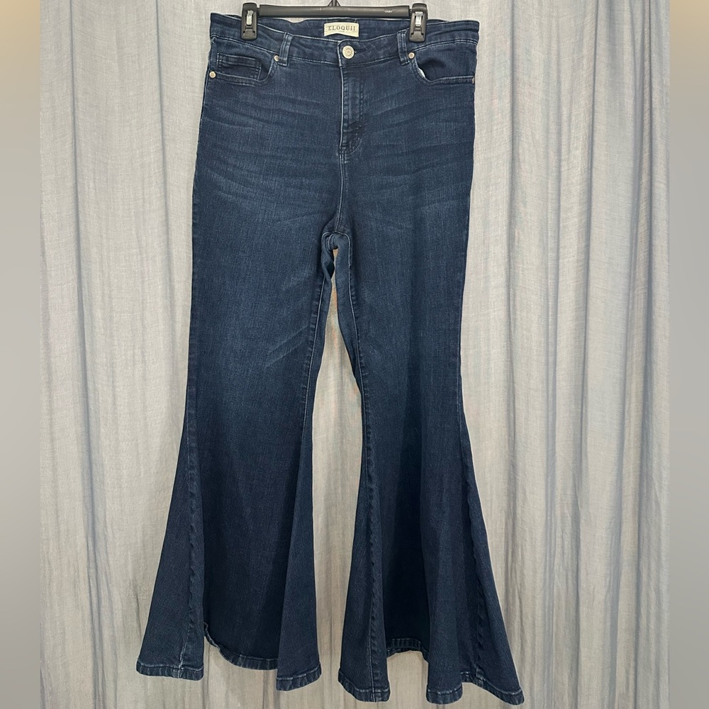 Eloquii Dark Blue High-Rise Flare/ Bell Bottom Jeans / Size 14